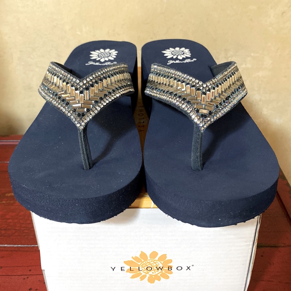 Yellow Box Smantha Navy Blue Embellished Sandals